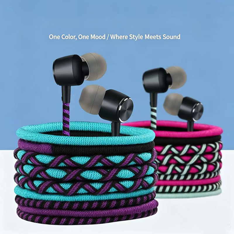 Wired Earphone Mic - 브레이드형 유선 이어폰 3.5mm 인이어 헤드폰