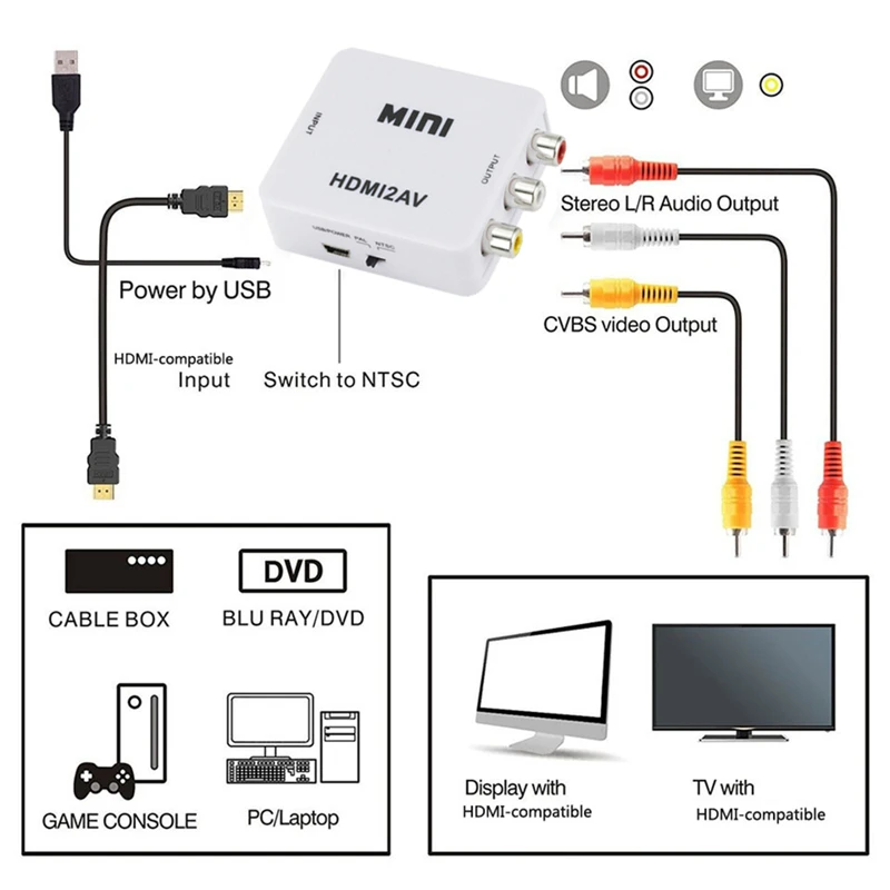 HDMI 호환 RCA 변환기 어댑터 AV/CVBS L/ - Audio Splitter Y 리뷰 및 가격